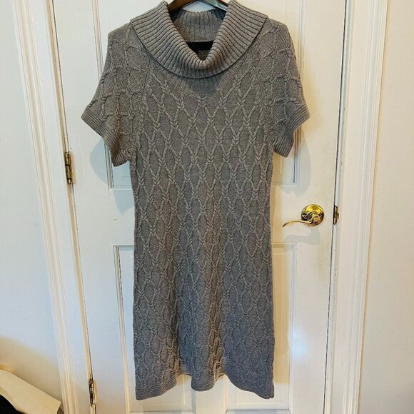Banana Republic Extra Fine Merino Wool Sweater Cable Knit Sweater Dress Size L - Picture 1 of 16
